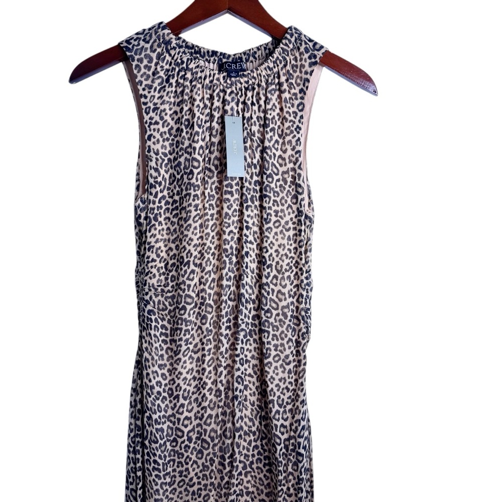 J. CREW NWT Gathered Sheath Maxi Dress in Leopard Chiffon Size 4 - Picture 6 of 15